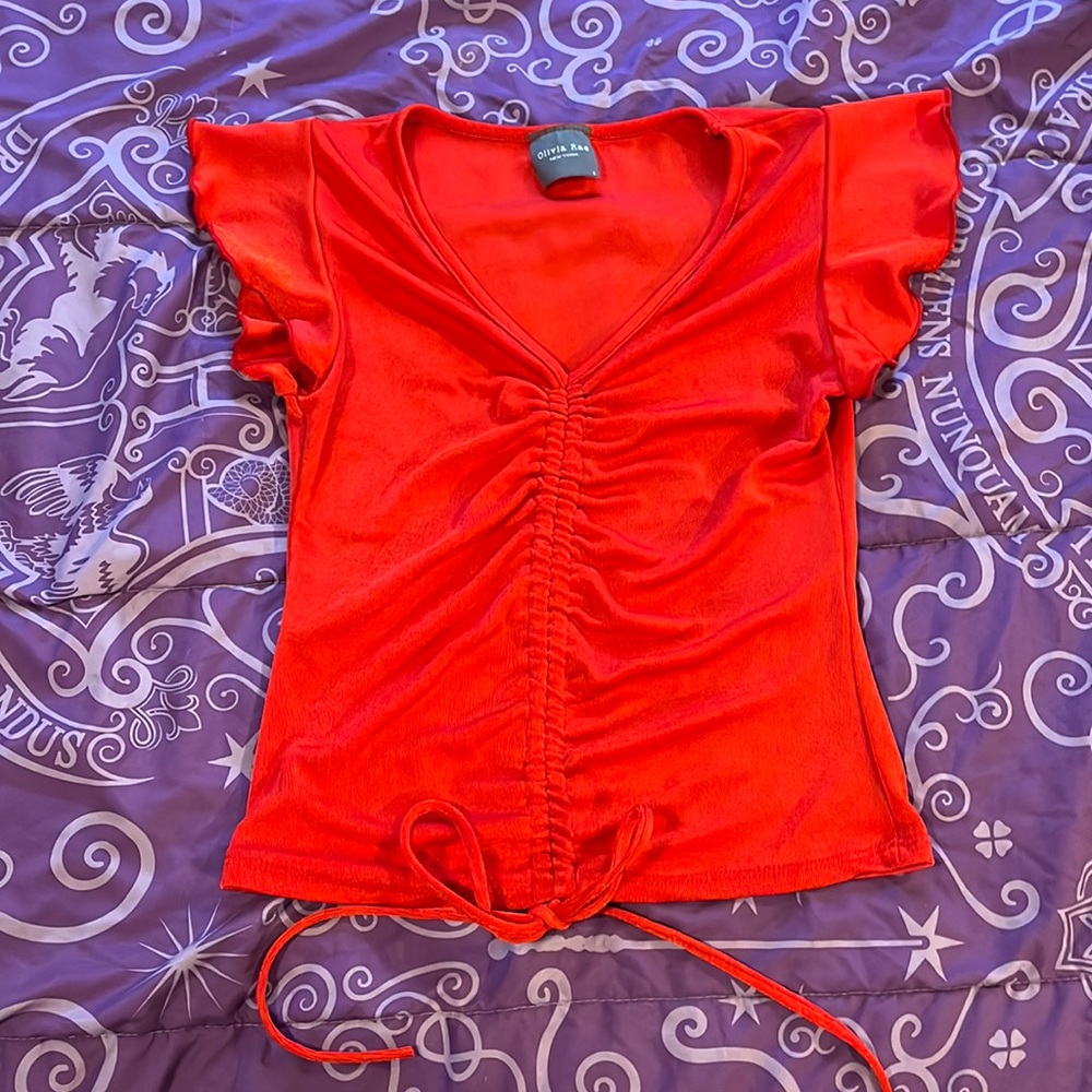 Red cropped top